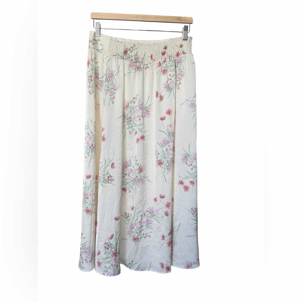 Joie Cream Pink Floral Maxi Skirt Boho Flowing Romantic Women’s Medium - Picture 3 of 6